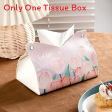 (Purple)Contemporary Leather Tissue Organizer For Home And Car Features Multifunctional