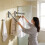 (Black)Aluminum Wall Mount Retractable Clothes Hanger With Foldable For Tools Home 9