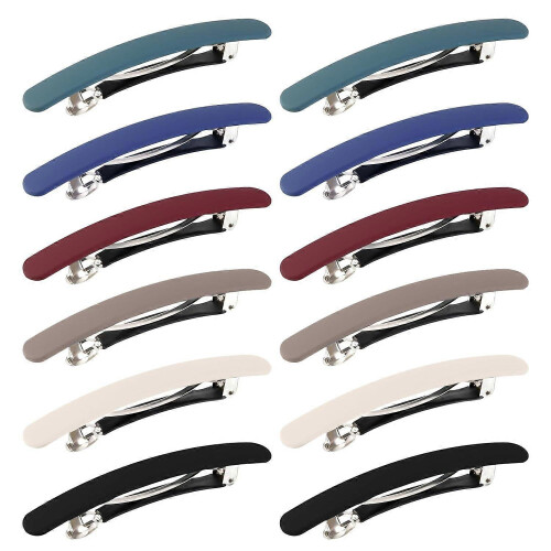 Fermagli per capelli da donna, set da 12 pezzi, 6 colori, per capelli medi e spessi, profilo piatto, eleganti e resistenti