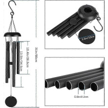 Carillons éoliens d’extérieur de 80 cm, 5 tubes métalliques, mélodie agréable, décoration rétro classique pour jardin, intéri