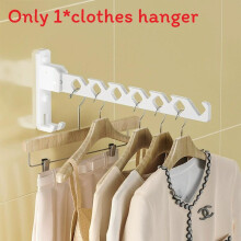 (White)Aluminum Wall Mount Retractable Clothes Hanger With Foldable For Tools Home