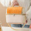 (Orange) Insulated Lunch Bag, Double Layer, Large Capacity 1