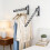 (Gray)Aluminum Wall Mount Retractable Clothes Hanger With Foldable For Tools Home 10