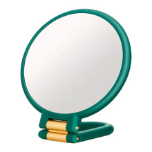 Clear 50X Magnification Hand Mirror Portable-Dark green gold