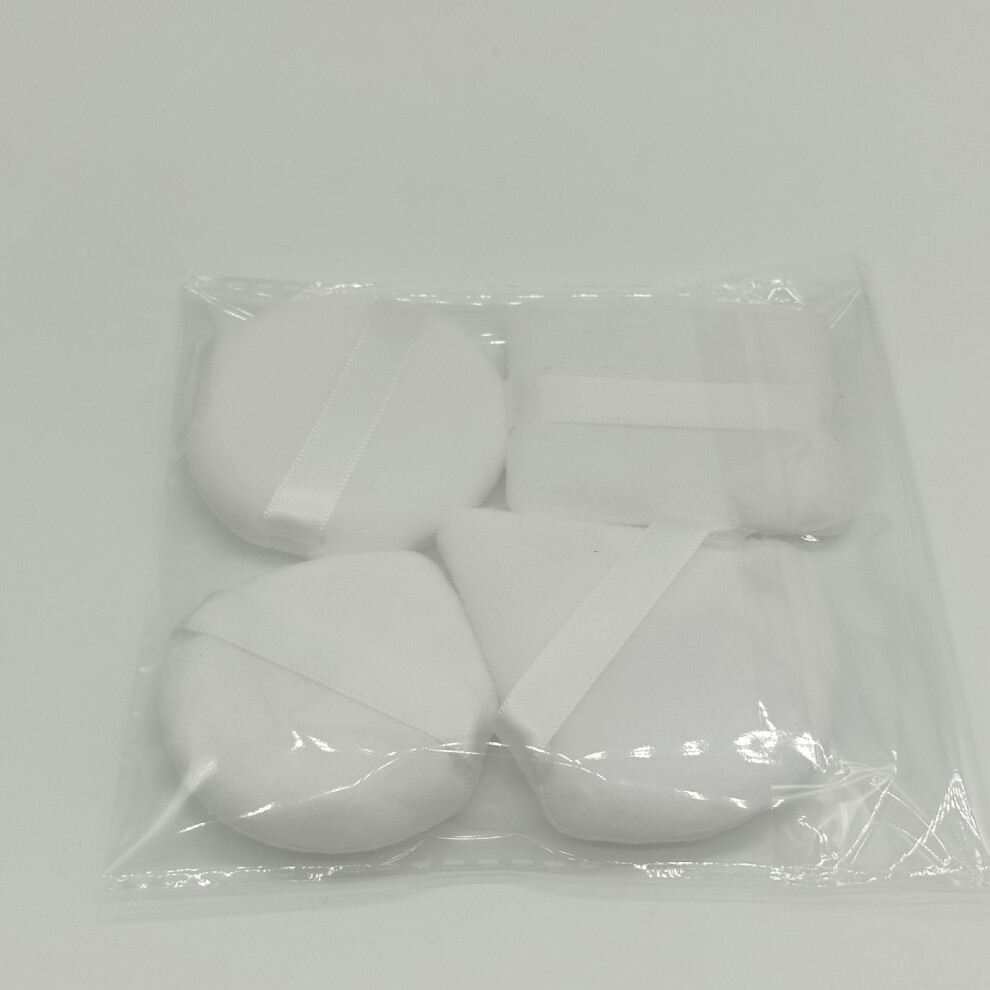 Hue-Grain (White) 4Pc Fluff Powder Puff For Wet/Dry Makeup