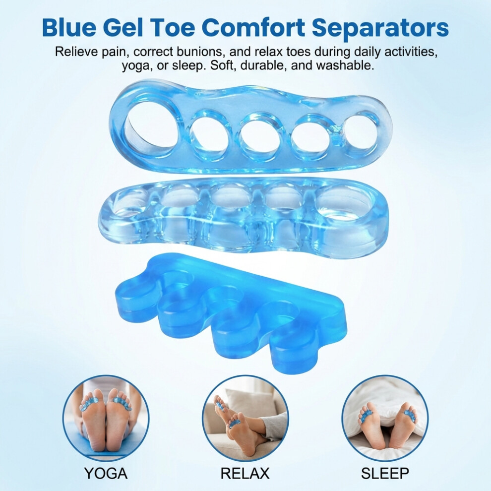 Phui-Pet-Supplies (Blue, 4 Segments M) Bunion Corrector Kit - Silicone Toe Support (50 Chars)