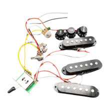 Single Coil Guitar Pickup Set with 250K Wiring Harness for ST Electric Guitar Black