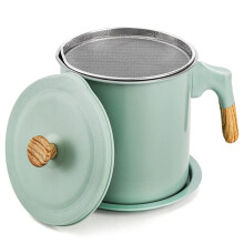 Bacon Grease Container with Strainer 1.4L Stainless Steel Oil Filter Pot Cooking Oil Storage Pot with Strainer