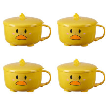 4X Duck Ramen Noodles Bowl with Lid Cute Stainless Steel Kitchen Fruit Instant Rice Soup Double-Layer Bowl Tableware 2