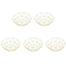 5X Metal Wire Fruit Basket Fruit Bowl, Large Round Bread Storage Bowl Stand