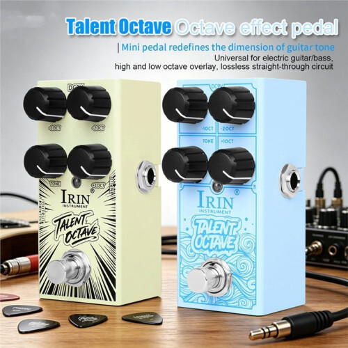IRIN TALENTOCTAVE Elgitarr Enkel Effektpedal 2 Låg 1 Hög Oktav Gitarr Effektpedal Gitarrtillbehör Blå 2