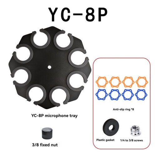 Microphone Holder, Multi Mic Holder for Wired and Wireless Mics, Multiple Microphone Organizer and Display YC-8P 1