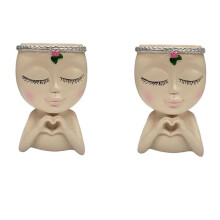 2PCS Face Planter Resin Cute Planter Decorative Unique Plant Pots Succulent Flower Face Planter Pots Face Planter