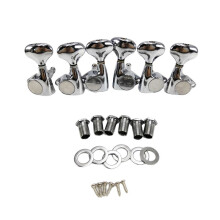 6 Pcs Small Fish-Tail Button Sealed-Gear String Tuning Pegs Tuners Machine Heads for Acoustic Electric Guitar Silver