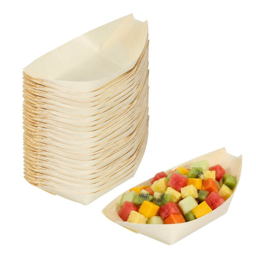 200X Bouchées - Bols, Bois Biodégradable "Bateau" 11 cm x 6,5 cm 1