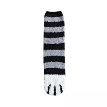 (Black Stripe, One Size) Women\'s Coral Velvet Cat-Paw Socks Warm Winter