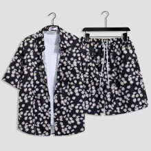 (Style F,M)Youthful Summer Hawaiian Beachwear Set With Print Design And Tech Surfing For