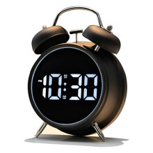 Clock for Sleepers Retro Metal Bell,Large Numbers Display with Backlight, Small Bedside Digital Clock for Bedrooms C