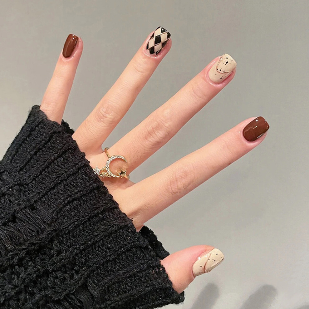 Dcph-Clothing (Jelly Glue Model) Trendy Press-On Nails For Women & Girls