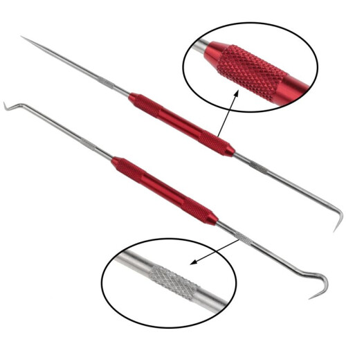 Double Pointed Scraper Metal Hook and Pick Set 45 Degrees 90 Degrees Pointed Mark Tool for Carpenter Mechanic 2