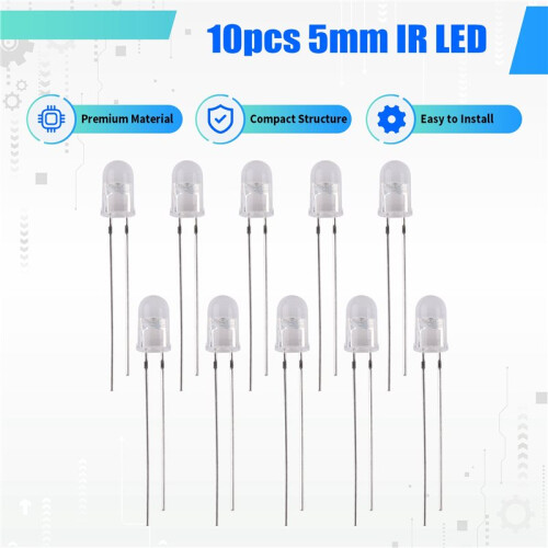 10pcs 5mm IR LED Infrared Light Emitting Diode. 1