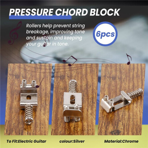 Set med 6 ErsäTtningssadlar i Chrome Tremolo Bridge för  Elgitarr 2