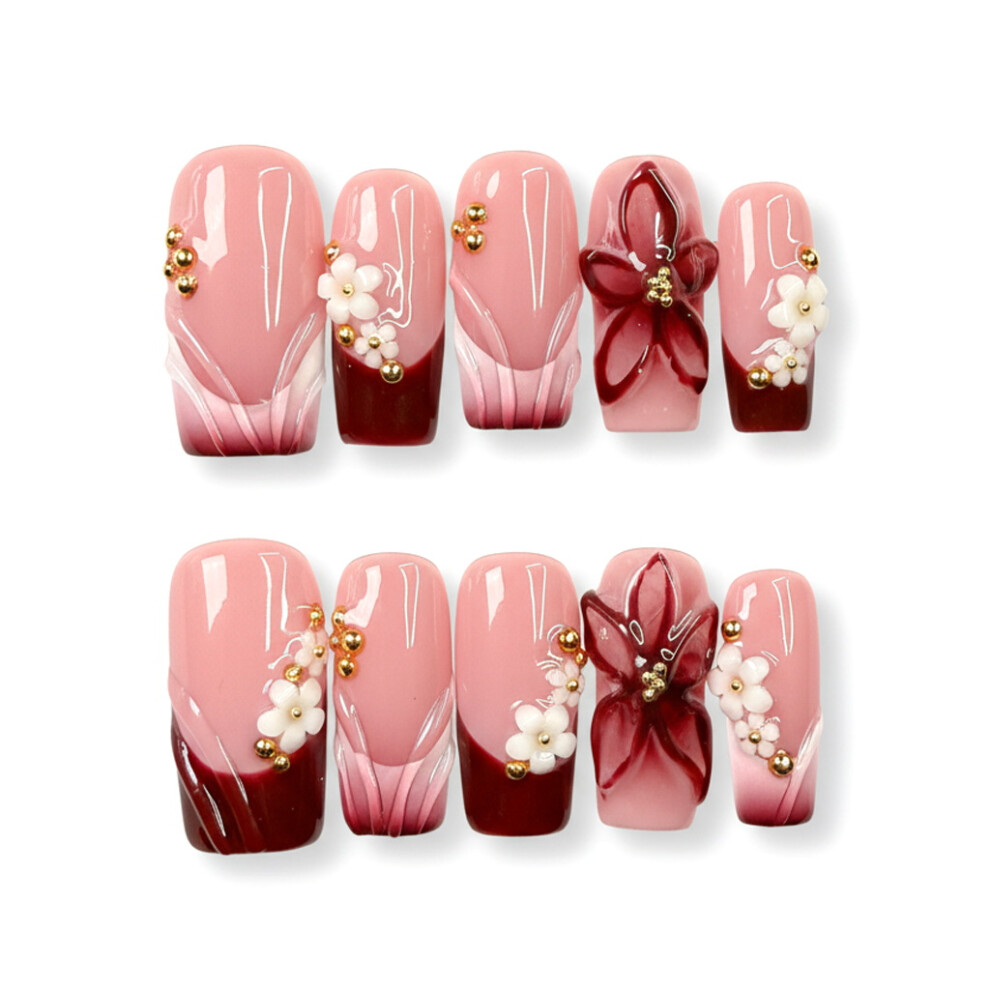 Dachuang Beauty (S) 3D Pearl Press On Nails - 10Pcs Acrylic False Nails
