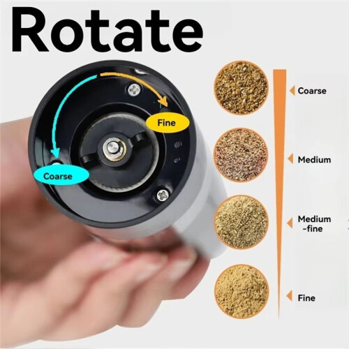 Automatic Electric Bottle Grinder-USB Charging Pepper Salt Grinder with Adjustable Coarseness,One Hand Operation 2