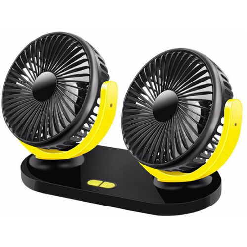 WJS Two Heads Portable Fan, Black