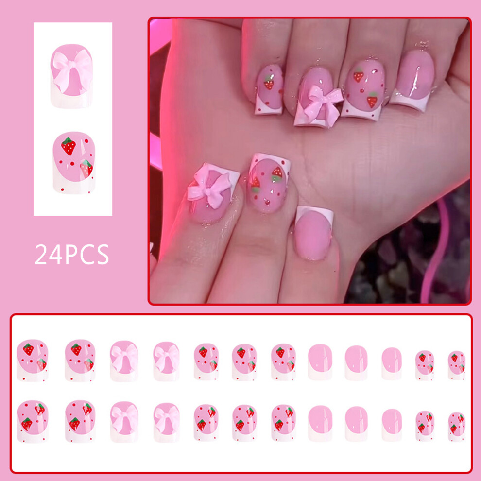 Dachuang Beauty Strawberry Pink False Nails For Girls