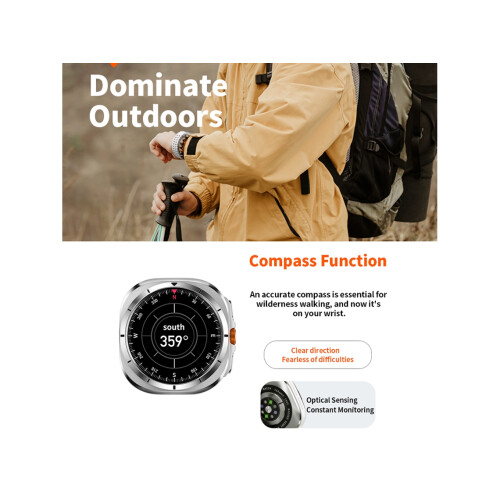 Smartwatch HD8 Ultra with Bluetooth, Calls, Map Navigation and Compass, IP68, Orange 2