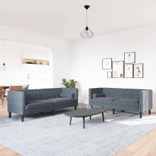 vidaXL Living Room Couch 2 pcs Dark Grey 194 x 74.5 x 70.5 cm Velvet