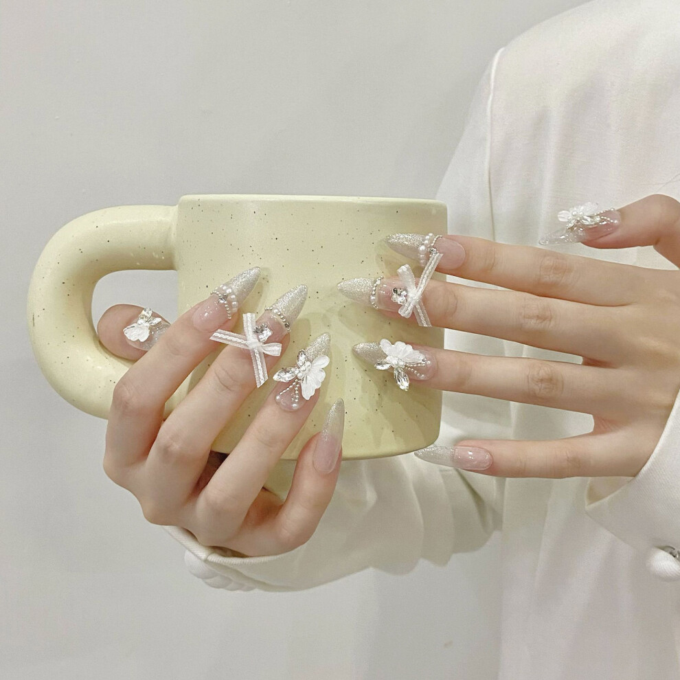 Bright-Home (Xs) Handmade Gentle Cat Eyes Fake Nails Chip-Proof Smudge-Proof Fake Nails For Women And Girl Nail Salon