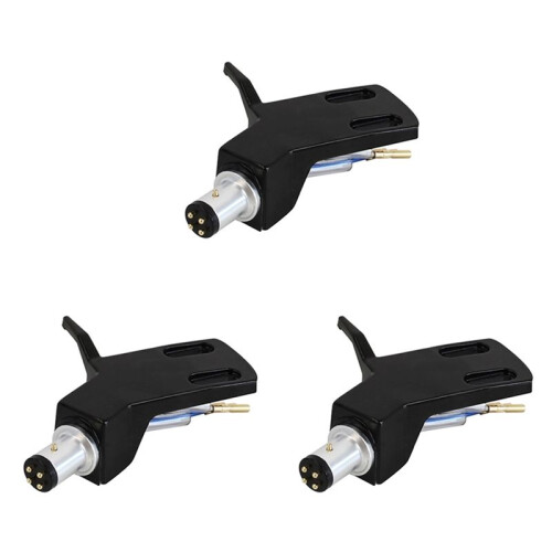 3X Turntable Headshell Aluminium Alloy Headshell Record Turntable Needle Replacement Phono Stylus Cartridges Rack Black