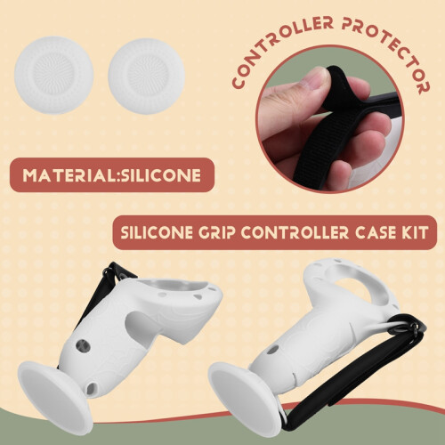 Upright Silicone Grip Controller Case for Meta Quest 3S - Comfortable Convenient Replacement Battery White 1