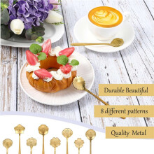 80Pcs Gold Coffee Spoons Stainless Steel Flower Dessert Spoons 5 Inches Demitasse Spoons for Tableware Kitchen,Cafe,Bar