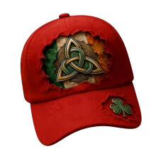 Festive Patricks Day Cap With Printed Cloverleaf Durable-Red