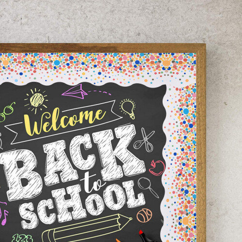 1Rol Blackboard Border Decals Zelfklevende Classroom Wall Decors Wit 2