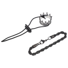 1Set Stijlvol Zwart Reptielen Accessoire Met Kroon En Halsketting