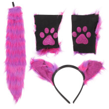 1Set Paars Plush Dierenoren En Set Halloween Cosplay