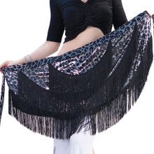 Elegant Latin Dance Hip Scarf With Golden-Black leopard print
