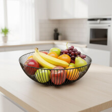 Metal Fruit Bowl, Large Lattice Design, Open Mesh