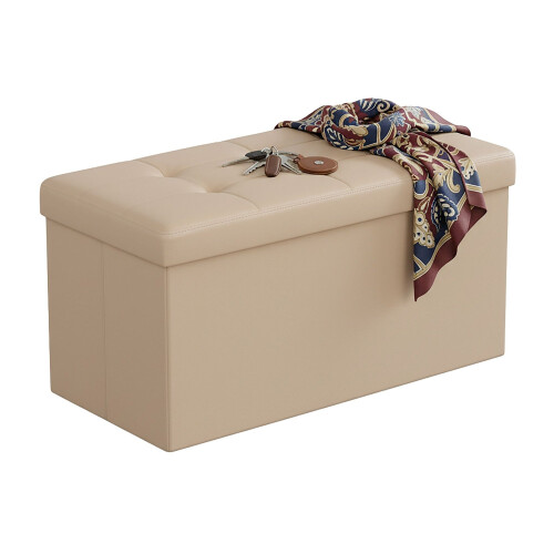 Foldable Faux Leather Storage Bench - Seats Two 1