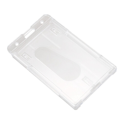 2X Vertical Hard Plastic Badge Holder Double Card ID Multi Transparent 10X6cm 2