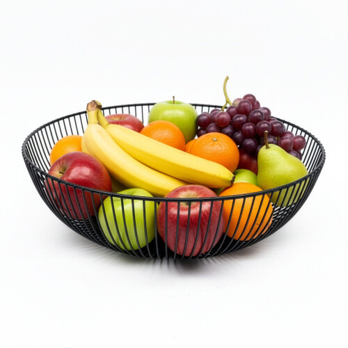 Metal Fruit Bowl, Large Lattice Design, Open Mesh 1