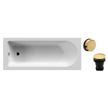 Round Single Ended 1700x700 Bath Set - Leg Set & Brushed Brass Waste