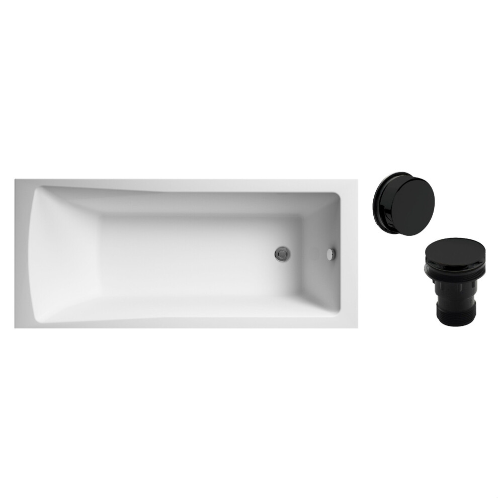 Balterley Unisex White Square Single Ended 1700X700 With Black Waste In - Image 2