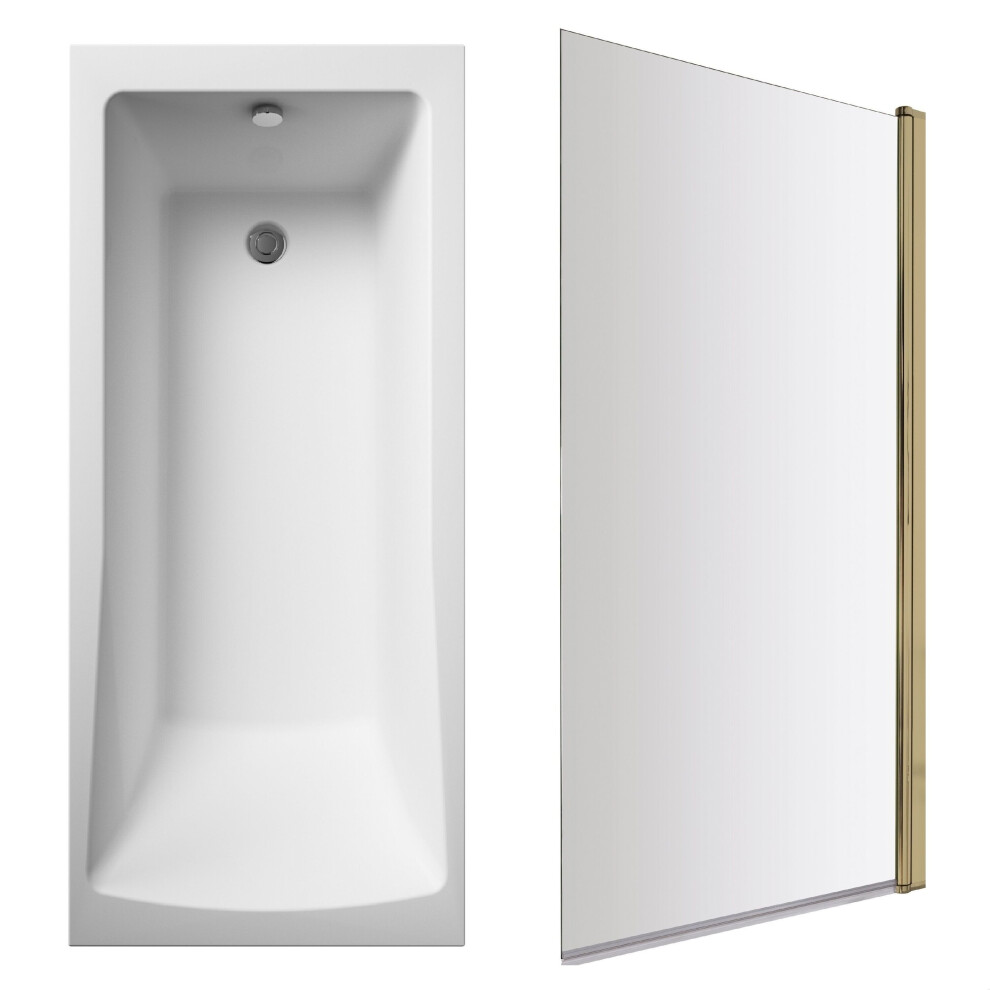 Square Single Ended 1700X700 With Leg Set & Brushed Brass Screen 5056678475430