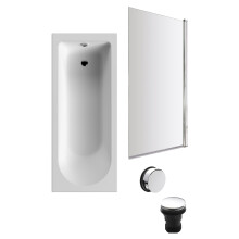 Round Single Ended 1700x700 Bath Set - Leg Set & Chrome Screen & Chrome Waste