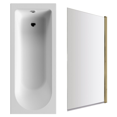 Balterley Round Single Ended 1700x700 Bath Set - Front Bath Panel & Brushed Brass Screen
